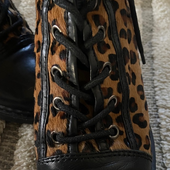 Opening Ceremony Black and Leopard Lace-Up Boots - Picture 3 of 7